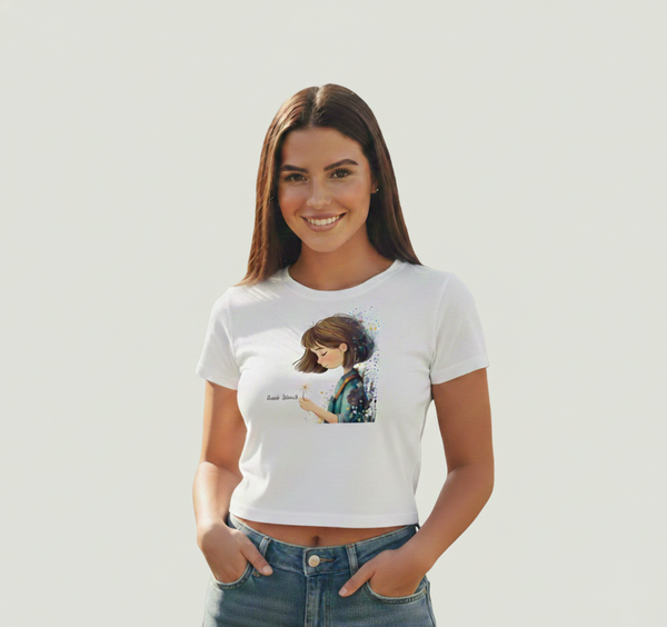 Quiet Figure with a Daisy Baby Tee