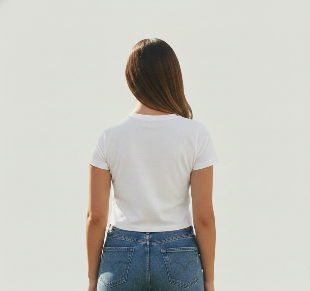 Quiet Figure with a Daisy Baby Tee